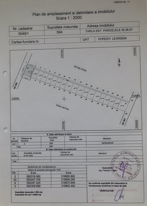 Vanzare teren Popesti Leordeni Strada Miraslau